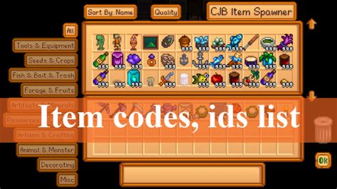 Stardew Valley ID List .